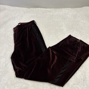 Alice + Olivia‎ Black Velvet Dress Pants Straight Leg Professional Trousers-SZ 6